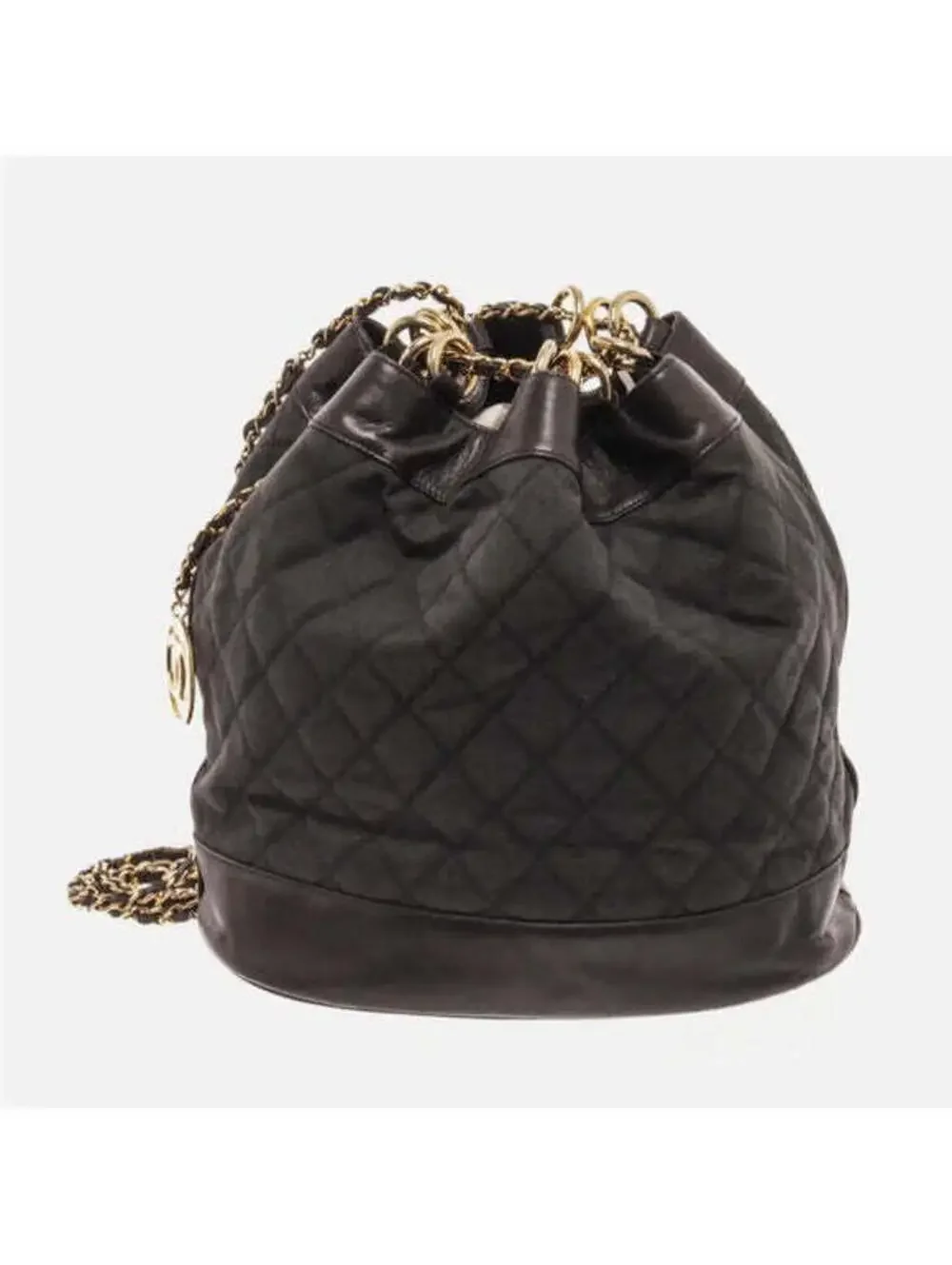 Chanel Black Canvas CC Chain Bucket Bag - Made in Italy - Rare Piece